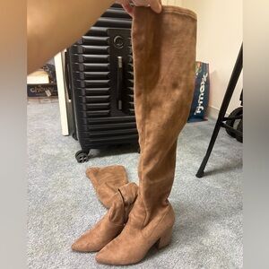 Over the knee high suede boots